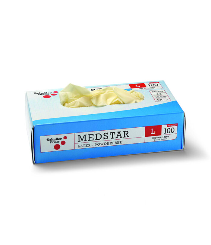 Jednorázové latexové rukavice, nepúdrované.