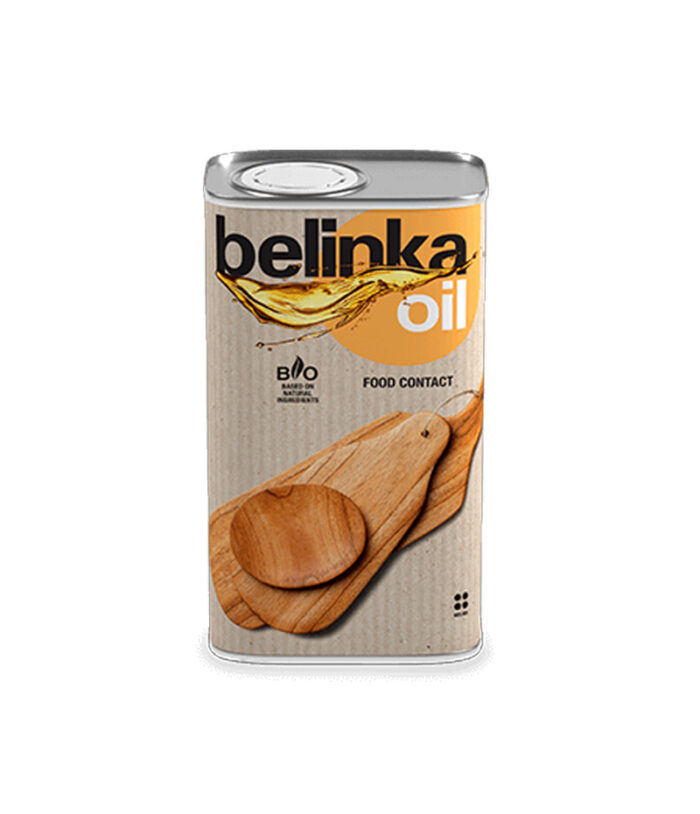 Belinka Oil Food Contact je bio impregnácia zložená z rafinovaných rastlinných a minerálnych olejov s pridaním aromatických olejov a iných prísad pre ochranu drevených povrchov v interiéri. Olej je vhodný pre drevené povrchy, ktoré sú v kontakte s potravinami alebo určené na prípravu a podávanie jedál.