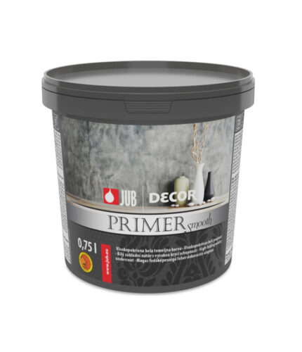 DECOR Primer smooth je umývateľná farba na steny v interiéri a exteriéri, ktorá sa vyznačuje zamatovým konečným vzhľadom, výbornou krycou schopnosťou, mimoriadnou belosťou a jednoduchým nanášaním.
