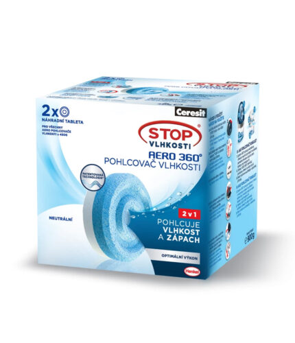 STOP VLHKOSTI AERO 360° náhradné náplne eliminujú prebytočnú vlhkosť a pomáhajú neutralizovať nepríjemný zápach.