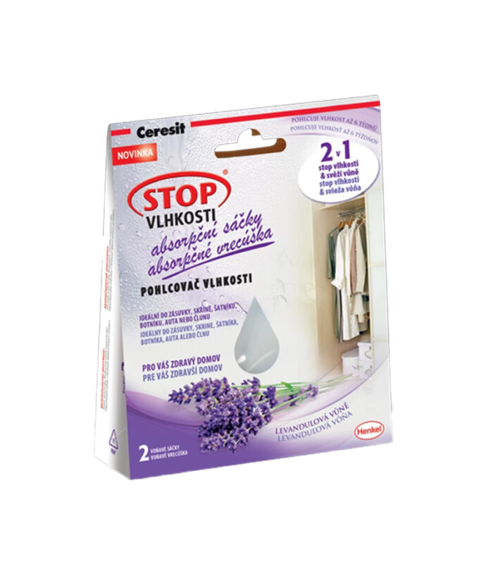 STOP VLHKOSTI absorpčné vrecúška sú malé, 50g jednorázové pohlcovače vlhkosti, ktoré pohlcujú vlhkosť, zatiaľ čo uvoľňujú príjemnú vôňu.