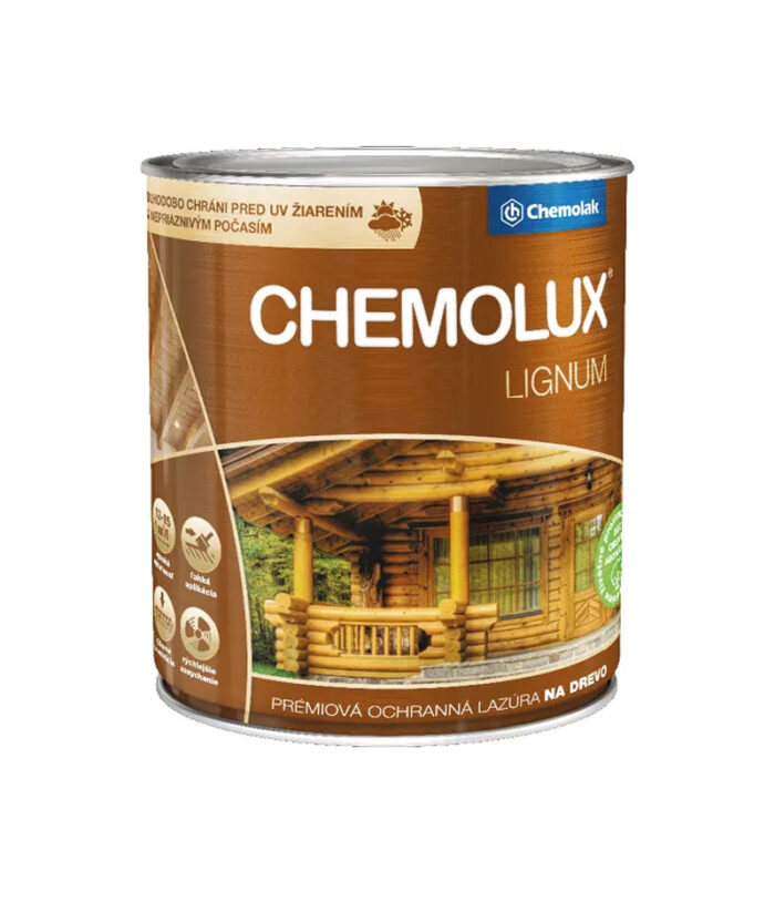 Chemolux Lignum je tixotropná syntetická lazúra na drevo na báze špeciálnej vysokosušinovej živice.