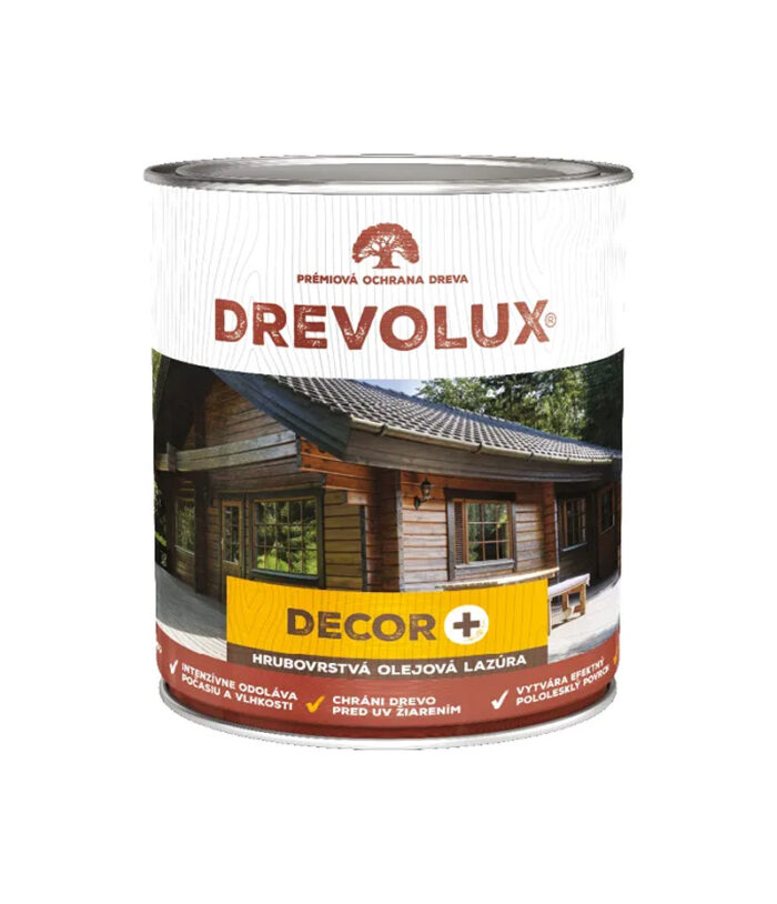 Drevolux je vysoko kvalitná olejová tixotropná bezfarebná rozpúšťadlová lazúra na drevo so zvýšenou poveternostnou odolnosťou, ktorá je dosiahnutá použitím špeciálneho polyesterového spojiva s prídavkom voskov.