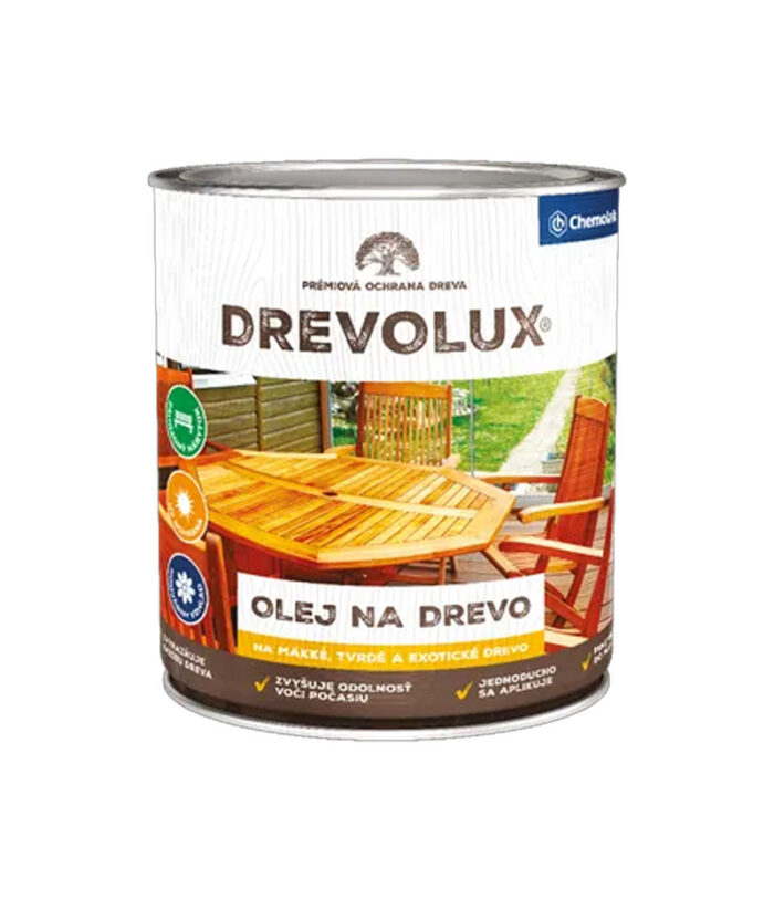 DREVOLUX Impregnačný olej na drevo sa používa na pravidelnú údržbu a ochranu mäkkého, tvrdého a exotického dreva v interiéri a exteriéri.