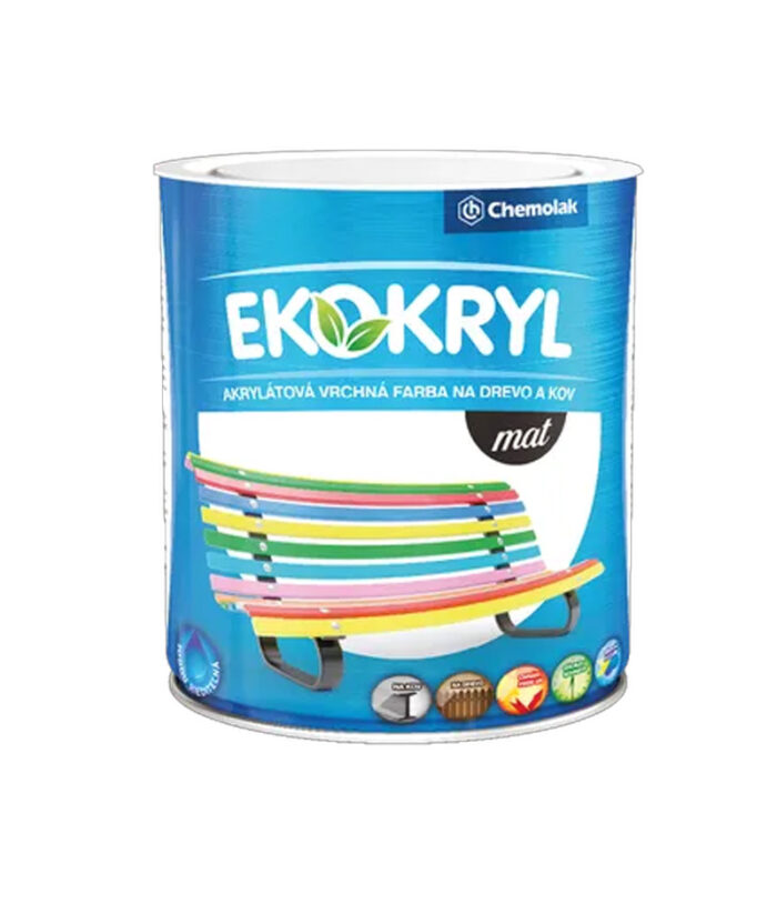Ekokryl V2045 je univerzálna, vodou riediteľná akrylátová vrchná farba vhodná na vonkajšie i vnútorné nátery dreva
