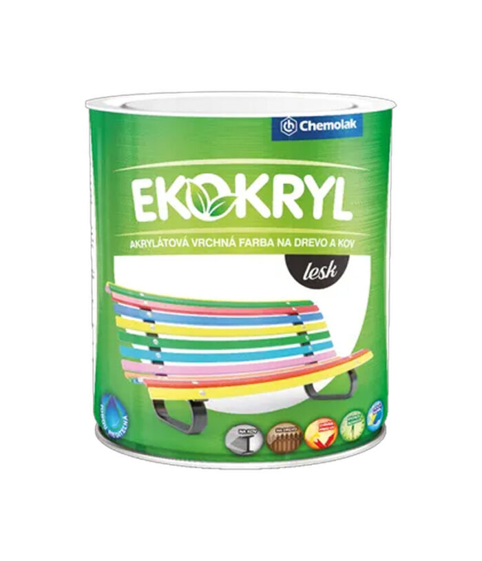 Ekokryl V2062 je univerzálna, vodou riediteľná akrylátová vrchná farba vhodná na vonkajšie i vnútorné nátery dreva