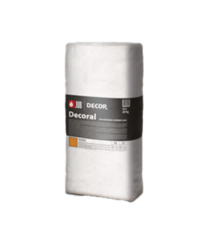 DECOR Decoral je na základe kombinácie cementu a hydraulického vápna vyrobená hrubovrstvá ušľachtilá omietka s viac alebo menej reliéfnym povrchom, určená na dekoratívnu ochranu vnútorných stenových povrchov.
