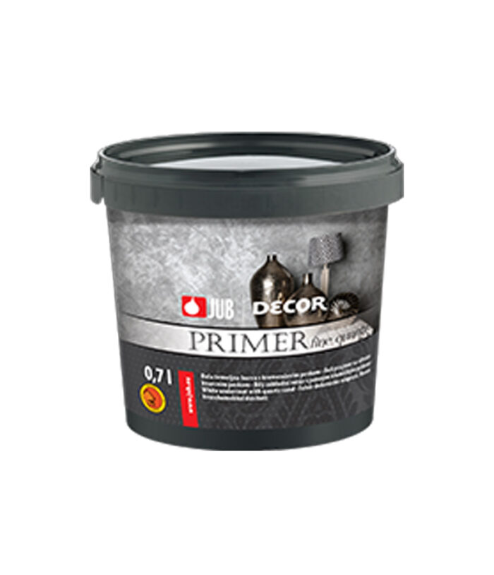 DECOR Primer fine quartz je základný náter bielej farby určený na dosiahnutie drsnejšieho efektu podkladu