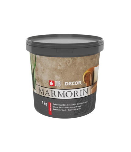 DECOR Marmorin je dekoratívny akrylátový tmel určený na náročnejšie úpravy vnútorných stenových povrchov v bankách, hľadiskách, hoteloch, zlatníctvach, cukrárňach, kozmetických salónoch a iných verejných objektoch
