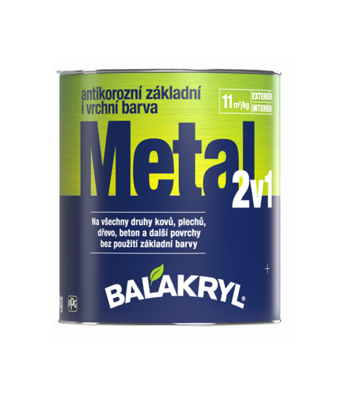 METAL 2v1 je jednozložková antikorózna akrylátová vodou riediteľná náterová hmota pre vonkajšie aj vnútorné použitie s vynikajúcou priľnavosťou na rôzne typy povrchu.