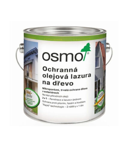 Osmo Ochranná olejová lazúra je dekoratívny, transparentný polomatný náter na drevo vhodný pre exteriér.