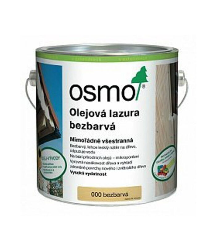 Osmo Olejová lazúra bezfarebná je hodvábne lesklý náter na drevo na báze prírodných olejov pre použitie v exteriéri.