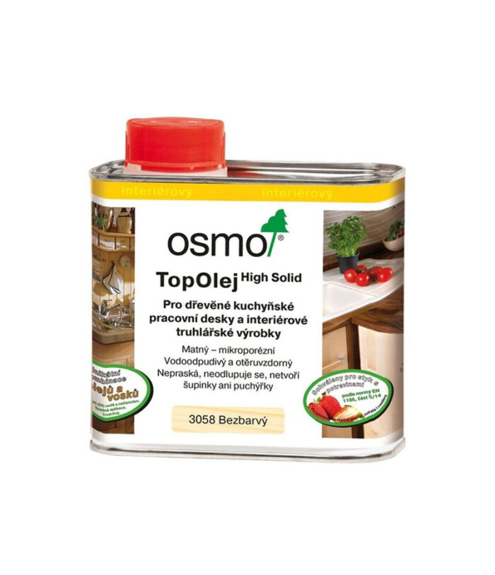 Osmo Top Olej je špeciálna kombinácia oleja a vosku na bezfarebnú úpravu povrchu nábytku a pracovných dosiek (napr. kuchynských).