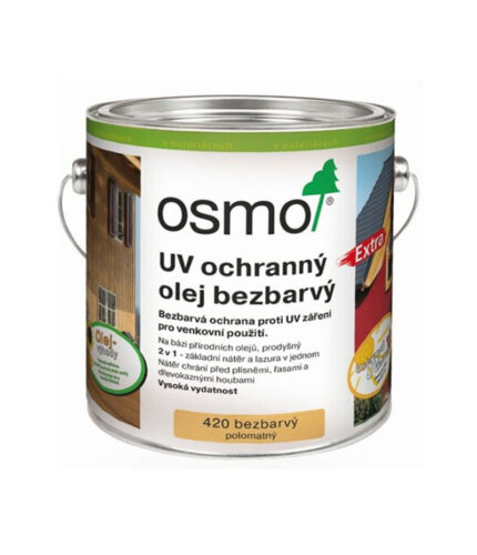 Osmo UV Ochranný olej bezfarebný je polomatný náter na drevo do vonkajšieho prostredia s mimoriadne mnohostrannými možnosťami využitia.