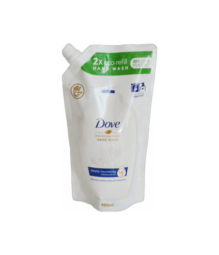 Náhradná náplň tekutého mydla Dove, objem 500 ml.