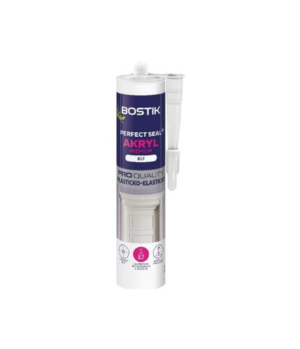 Bostik Perfect Seal Akryl Premium je akrylátový tmel na konštrukčné a dekoratívne škáry okolo schodov, vnútorných parapetov, dverí, líšt, štukov, stien a stropov. Má vysokú belosť a vynikajúcu priľnavosť.