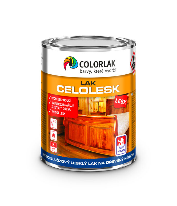 Nitrocelulózový lesklý lak na drevený nábytok.