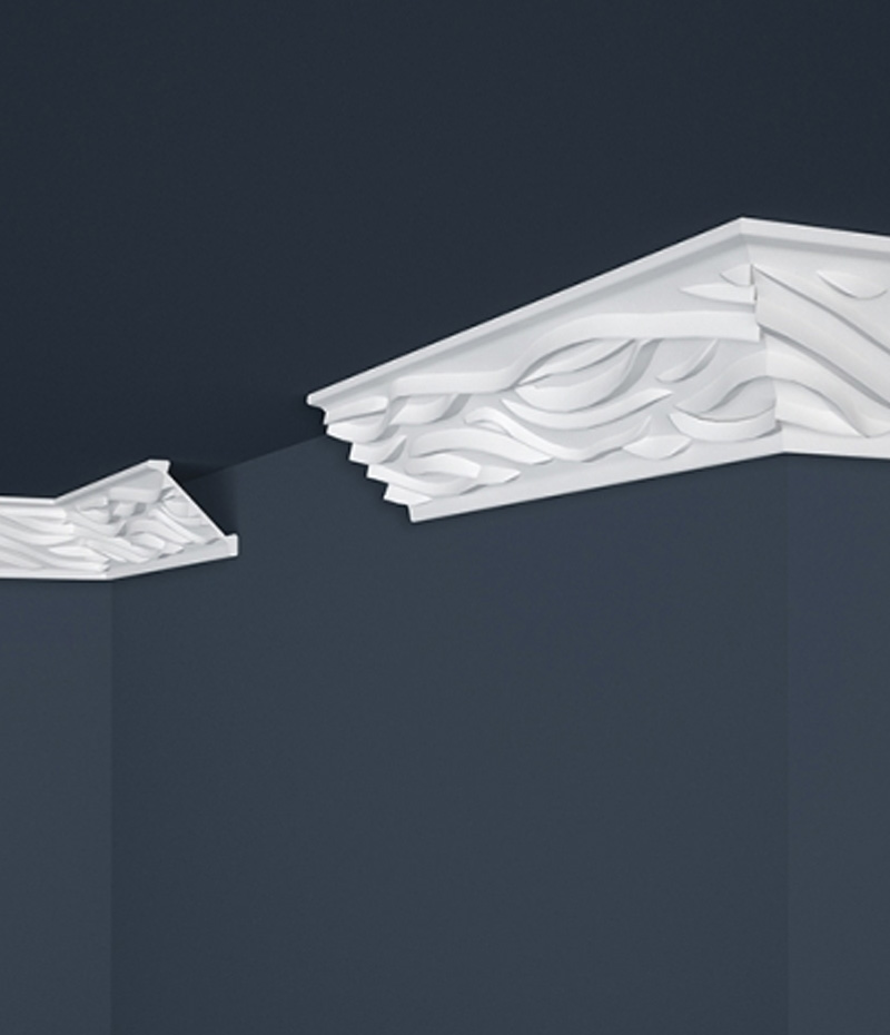 Stropná lišta s originálnym vlnovkovým vzorom.