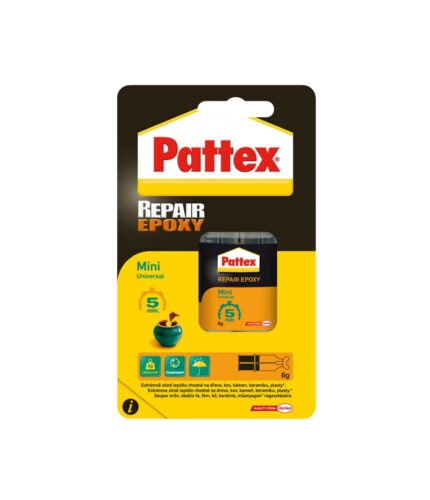 PATTEX Repair Epoxy 5 min je mimoriadne silné dvojzložkové epoxidové lepidlo bez prchavých rozpúšťadiel na permanentné opravy, lepenie a fixovanie.