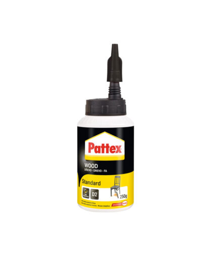 PATTEX Wood Standard je disperzné lepidlo vhodné na lepenie všetkých druhov dreva, vrátane tvrdého dreva, kože, papiera, lepenky, textilu a polystyrénu.