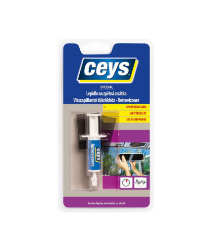 CEYS SPECIAL lepidlo na spätné zrkadlá je dvojzložkové lepidlo pozostávajúce z vysokopevnostného anaeróbneho lepidla a katalyzátorom impregnovanej sieťky.