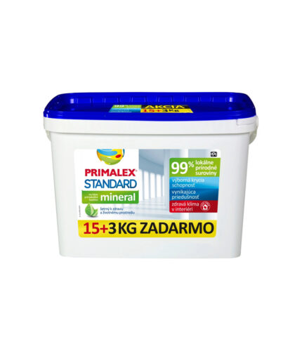 Primalex STANDARD je tradičný produkt na báze prírodných surovín v oblasti vnútorných maliarskych náterov, ktorý trvale garantuje veľmi dobrú kryciu schopnosť i paropriepustnosť.