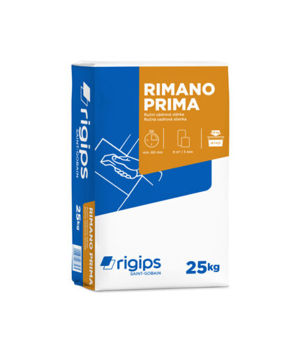 Rimano PRIMA je sivá jemná hladená tenkovrstvová sadrová omietka na ručné spracovanie so špeciálnou  priľnavosťou na použitie v interiéri.