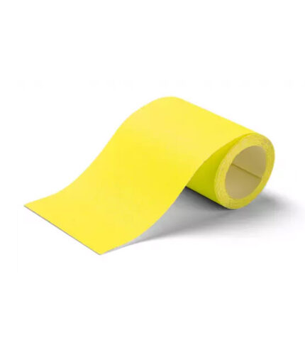 Flexibilné brúsne role papiera (115 mm). Brúsne zrno je vyrobená z oxidu hlinitého a je rozptýlené otvorené na latexovom papieri (120 g / m²).