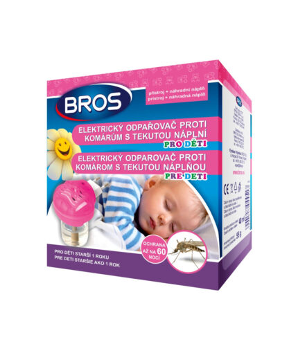 Elektrický odparovač s tekutou náplňou pre likvidáciu komárov a ochranu interiérov pred lietajúcim hmyzom zvonku.